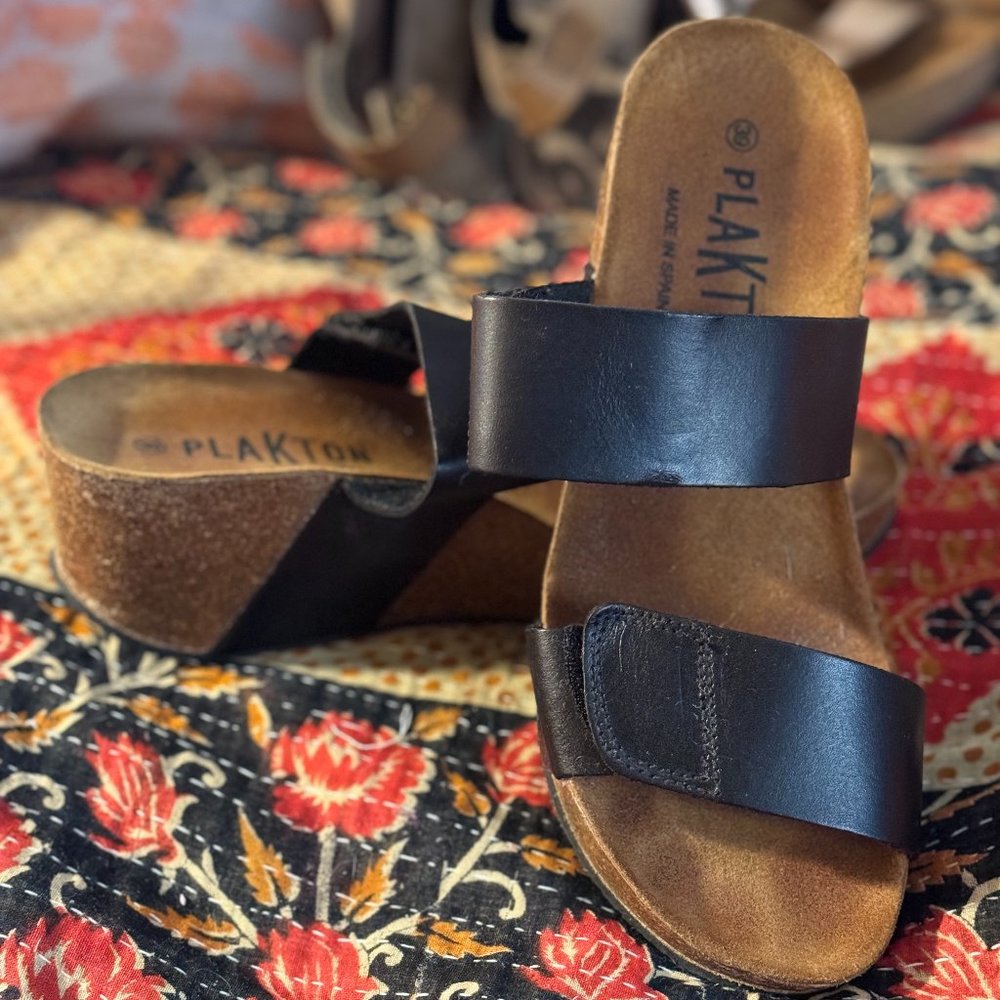 Plakton Two-Strap Wedge Platform Sandal (Size EU 39) +Nearly Mint+